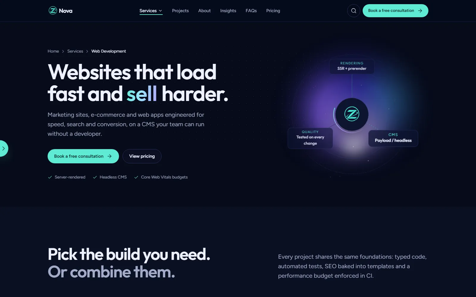 The Web Development service page